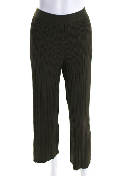 Cult Gaia Womens Advieh Ribbed Textured Elastic Straight Leg Pants Green Size S