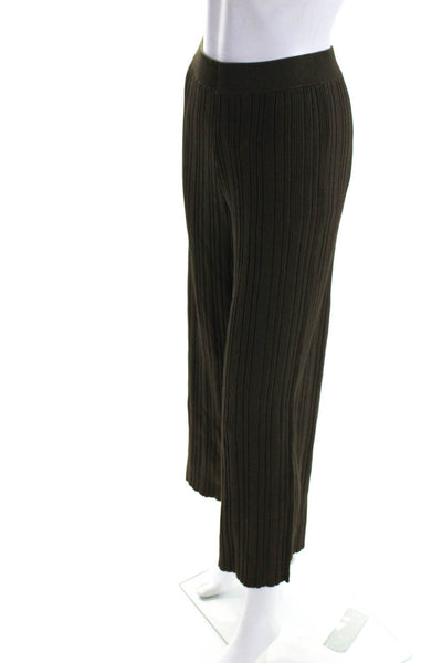 Cult Gaia Womens Advieh Ribbed Textured Elastic Straight Leg Pants Green Size S