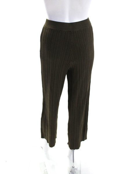 Cult Gaia Womens Advieh Ribbed Textured Elastic Straight Leg Pants Green Size S