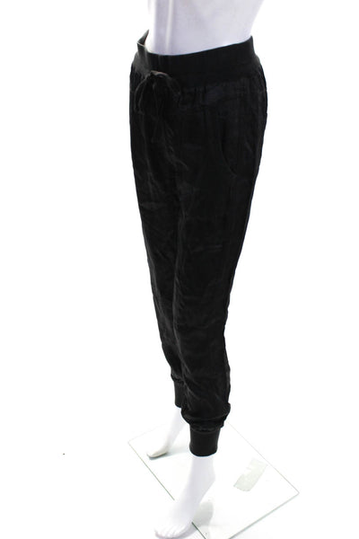 Marrakech Women's Drawstring Waist Tapered Leg Jogger Pant Black Size S