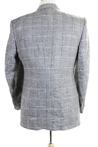 Pierre Cardin Paris Mens Check Tweed Two Button Blazer Jacket Gray Size 38