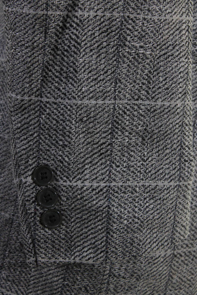 Pierre Cardin Paris Mens Check Tweed Two Button Blazer Jacket Gray Size 38