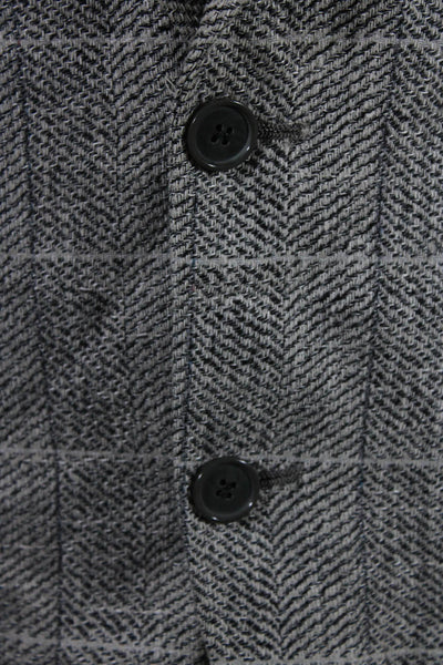 Pierre Cardin Paris Mens Check Tweed Two Button Blazer Jacket Gray Size 38