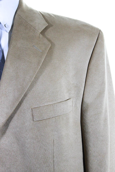 Brandini Mens Faux Suede Microfiber Two Button Blazer Jacket Beige Size 44