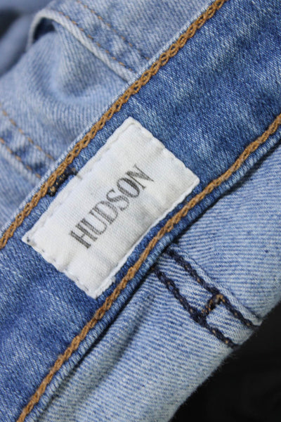 Hudson Womens Cotton Mid-Rise Flare Leg Fringed Hem Button Jeans Blue Size EUR25