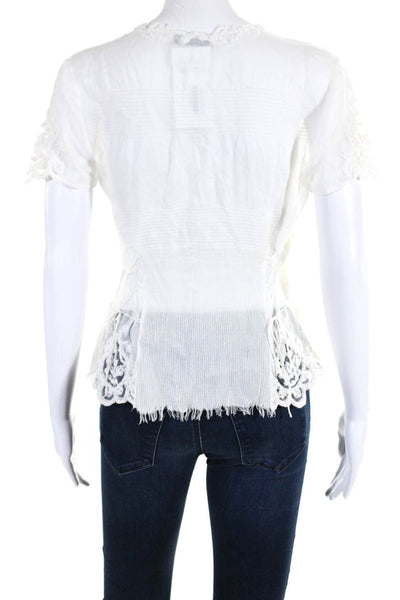 Ermanno Scervino Womens Cotton Floral Embroidered Buttoned Blouse White Size EUR