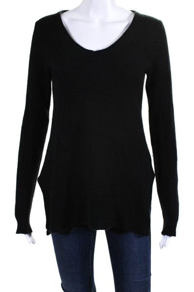 Calypso Saint Barth Womens Cashmere Side Slit Long Sleeve Sweater Black Size S