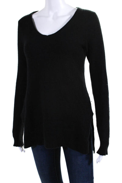 Calypso Saint Barth Womens Cashmere Side Slit Long Sleeve Sweater Black Size S