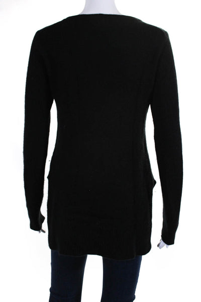 Calypso Saint Barth Womens Cashmere Side Slit Long Sleeve Sweater Black Size S