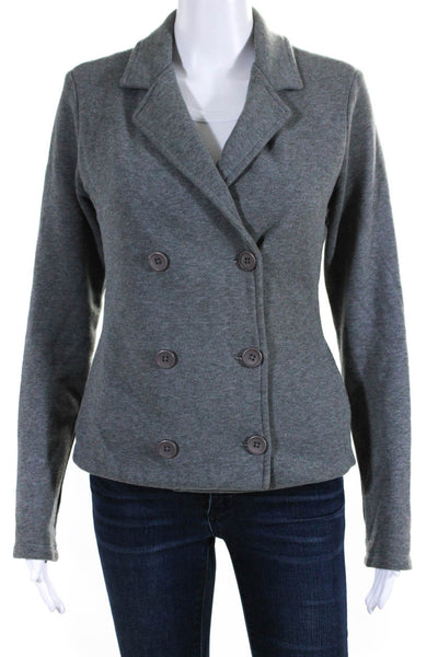 James Perse Womens Cotton Buttoned Double Breast Long Sleeve Jacket Gray Size 1