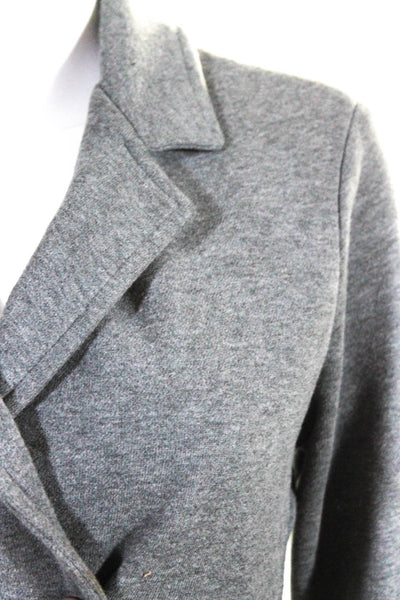 James Perse Womens Cotton Buttoned Double Breast Long Sleeve Jacket Gray Size 1