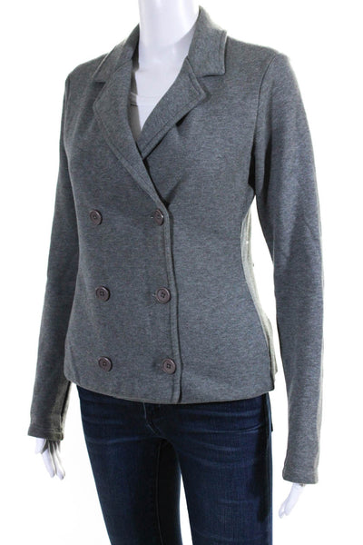 James Perse Womens Cotton Buttoned Double Breast Long Sleeve Jacket Gray Size 1