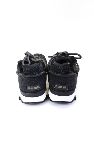 Sorel Womens Knit Slip On Lace Up Athletic Sneakers Black Size 8