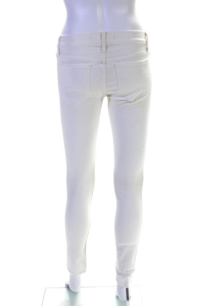 Rebecca Minkoff Womens Cotton Mid Rise Distressed Skinny Jeans White Size 24