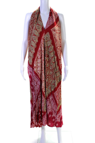 Polo Ralph Lauren Women's V-Neck Halter Paisley Maxi Dress Red Size 6