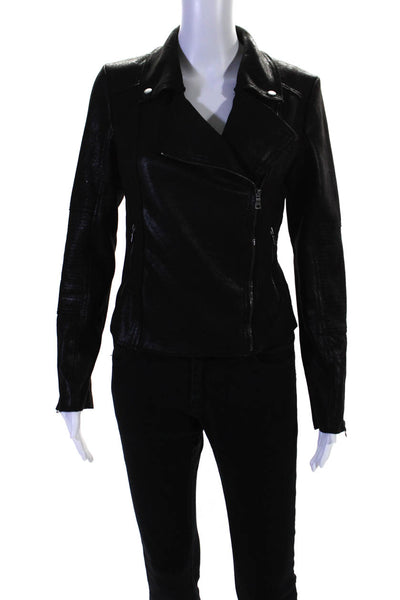 Marrakech Women's Collared Long Sleeves Moto Jacket Black Size S