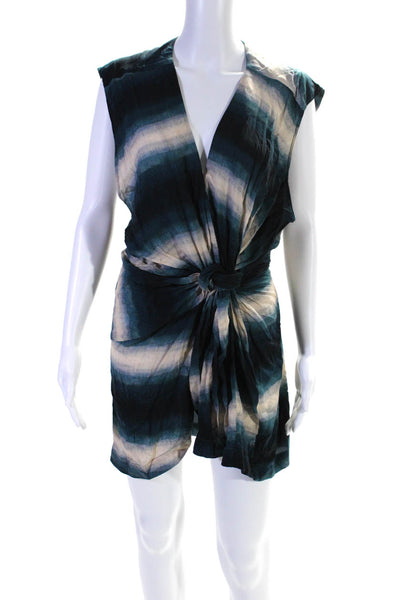 Vix Paula Hermanny Women's V-Neck Sleeveless Cinch Mini Dress Tie Dye Size M