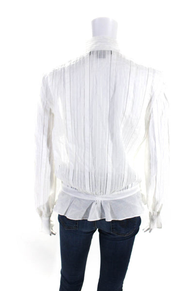 Ralph Lauren Rugby Womens Lace Ruffled Button Down Shirt White Cotton Size 6