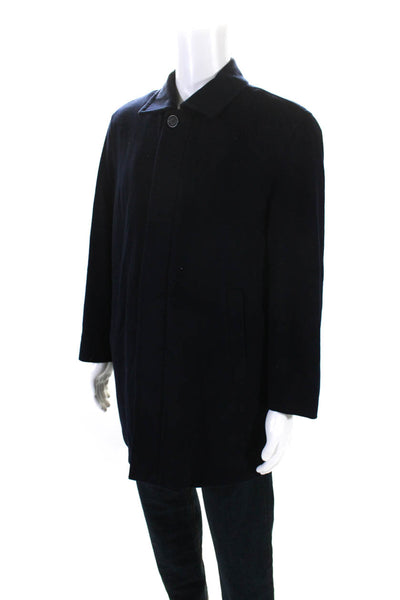 Brooks Brothers Womens Wool Fleece Long Sleeve Mid Length Coat Navy Blue Size M