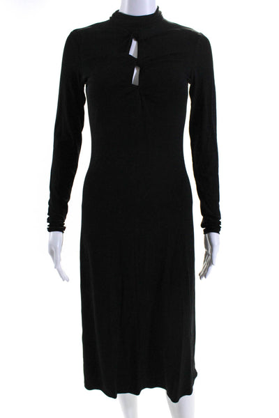 Giorgio Armani Womens Mock Neck Long Sleeve Cutout Maxi Gown Black Size 8