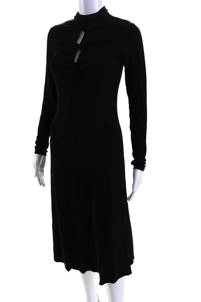 Giorgio Armani Womens Mock Neck Long Sleeve Cutout Maxi Gown Black Size 8