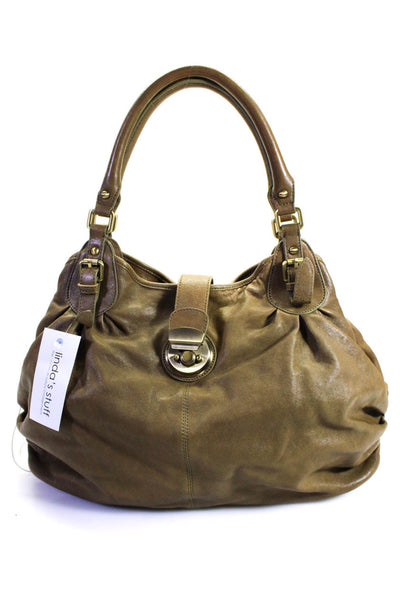 Sorial Womens Leather Gold Tone Hardware Top Handle Shoulder Bag Brown Size M