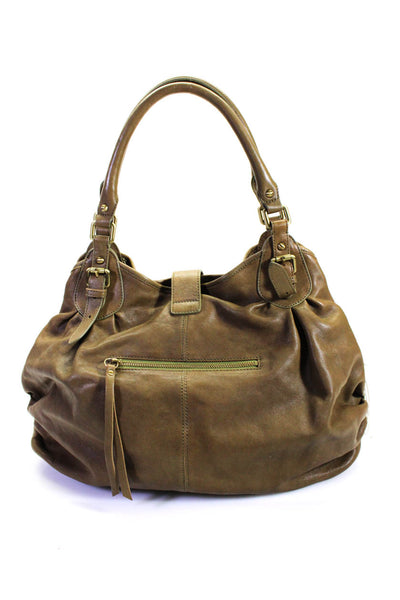 Sorial Womens Leather Gold Tone Hardware Top Handle Shoulder Bag Brown Size M