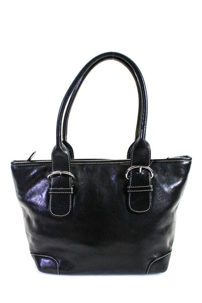 Nordstrom Womens Leather 2 Piece Tote Wallet Clutch Bag Set Black Size M