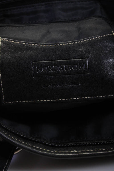 Nordstrom Womens Leather 2 Piece Tote Wallet Clutch Bag Set Black Size M