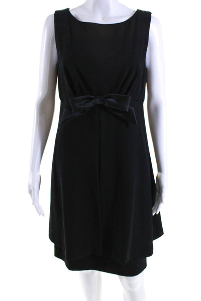 En Francais Women's Round Neck Sleeveless Bow Flare Mini Dress Black Size 12