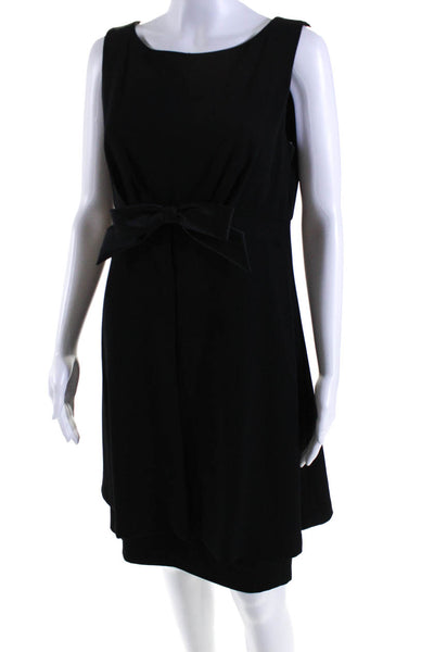 En Francais Women's Round Neck Sleeveless Bow Flare Mini Dress Black Size 12