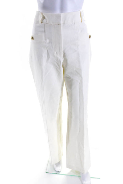 Derek Lam 10 Crosby Women's Flat Front Straight Leg Dress Pant Cream Size 10