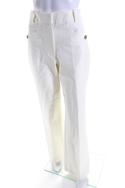 Derek Lam 10 Crosby Women's Flat Front Straight Leg Dress Pant Cream Size 10