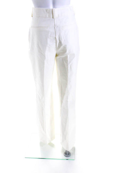 Derek Lam 10 Crosby Women's Flat Front Straight Leg Dress Pant Cream Size 10