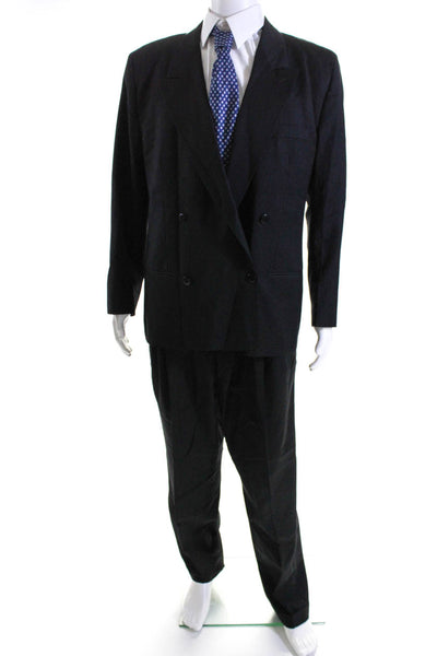 VERSUS by Versace Mens Wool Pinstripe 2 Piece Suit Black Size 54