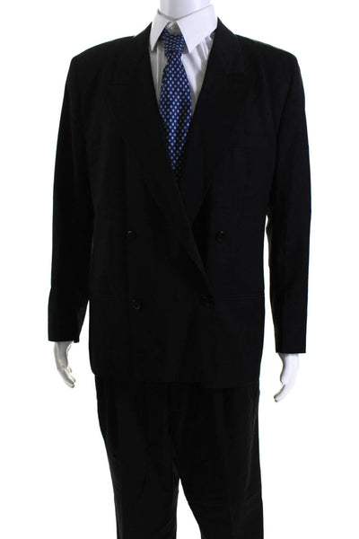 VERSUS by Versace Mens Wool Pinstripe 2 Piece Suit Black Size 54