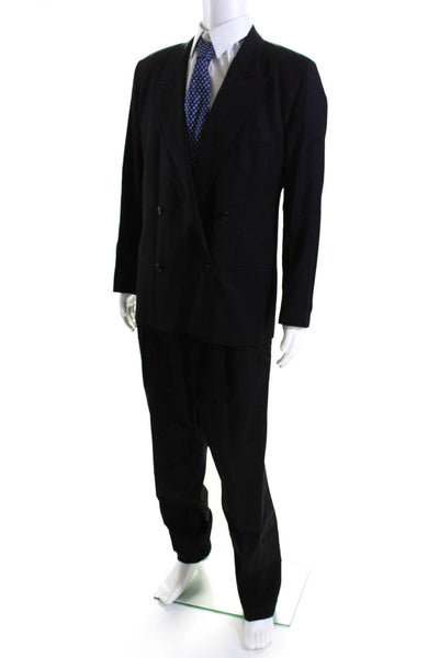 VERSUS by Versace Mens Wool Pinstripe 2 Piece Suit Black Size 54