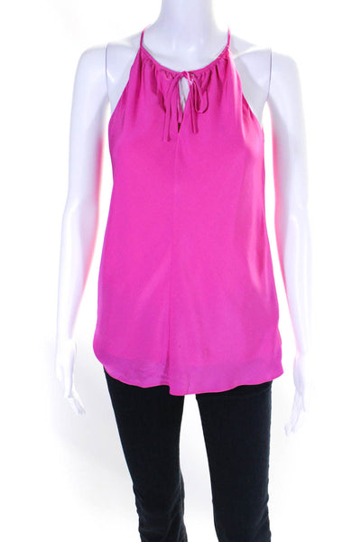 Tibi Womens Silk Sleeveless Halter Neck Blouse Pink Size 0