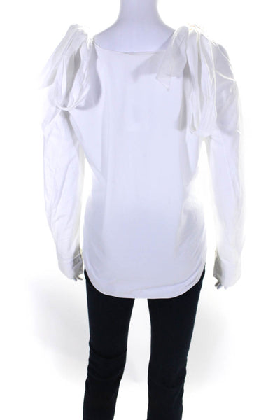 Chloe Womens Cotton Long Sleeve Cold Shoulder Blouse White Size 34