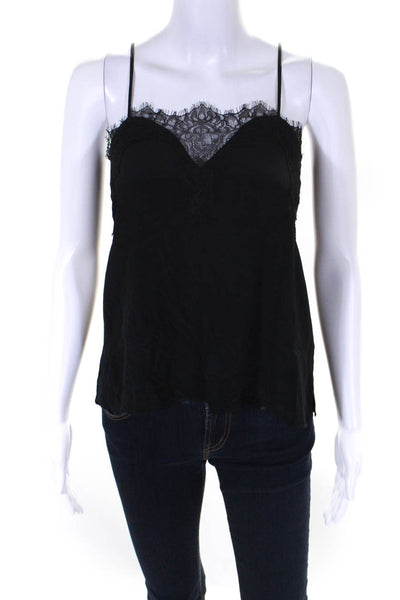 Cami NYC Womens Silk Georgette Lace Trim Spaghetti Strap Camisole Black Size S