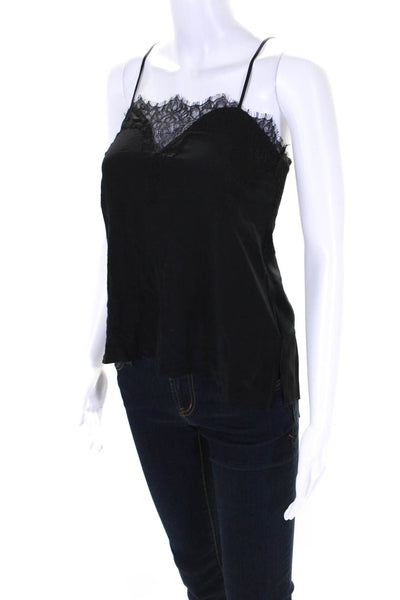 Cami NYC Womens Silk Georgette Lace Trim Spaghetti Strap Camisole Black Size S