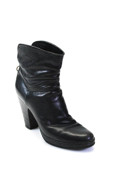 FIORENTINI + BAKER Womens Stacked Heel Leather Ankle Boots Black Size 38.5 8.5