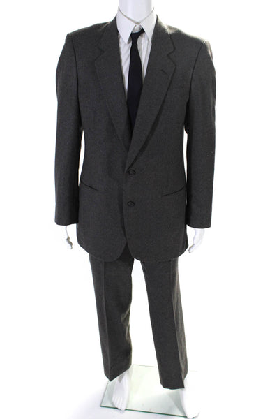 Pierre Cardin Paris Mens Two Button Notched Lapel Pleated Suit Gray Size 42L