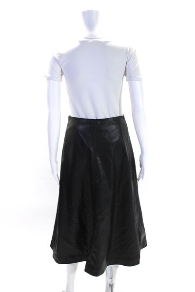 Modern Citizen Women's Zip Closure Flare Leather Midi Skirt Black Size S