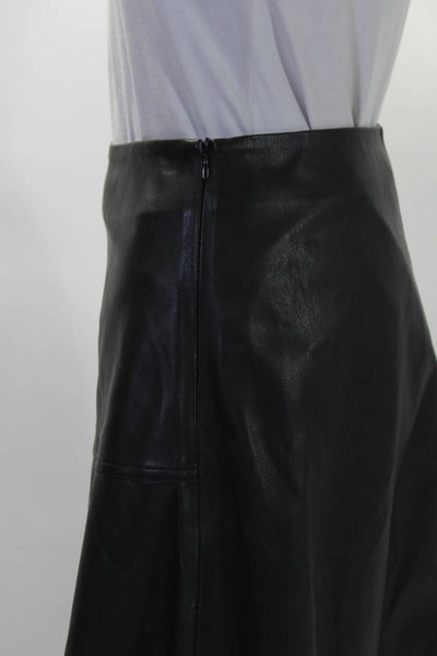 Modern Citizen Women's Zip Closure Flare Leather Midi Skirt Black Size S