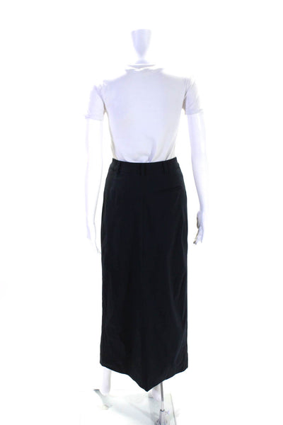 MDRN Women's Button Closure Warp A-Line Midi Skirt Black Size XL