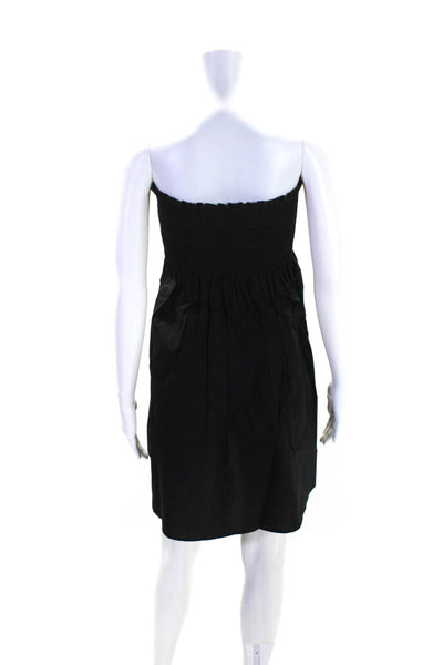 J Crew Women's Smocked Square Neck Sleeveless Fit Flare Mini Dress Black Size S