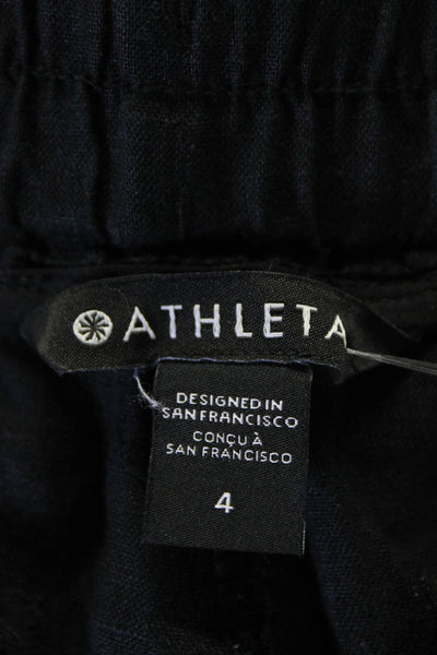 Athleta Women's Elastic Drawstring Waist Linen Jogger Pant Black Size 4