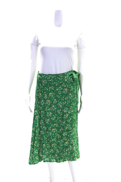 Faithfull The Brand Women's Wrap Flare Floral Unlined Midi Skirt Size 6