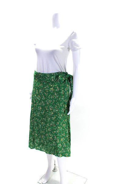 Faithfull The Brand Women's Wrap Flare Floral Unlined Midi Skirt Size 6